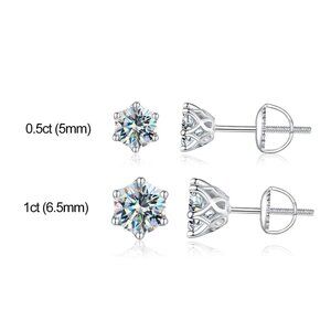 1 ct Moissanite Diamond stud earrings 925 Sterling Silver 18k Gold NEW in Box
